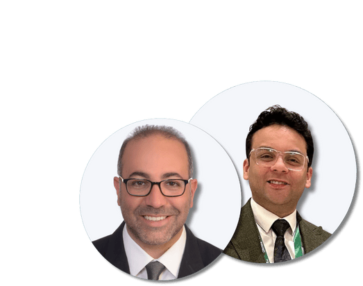 Portraits of Dr Ahmed Elabany and Dr Ahmed Elshaer, faculty for the ARCAS Comprehensive Rhinoplasty cadaver course in Istanbul.