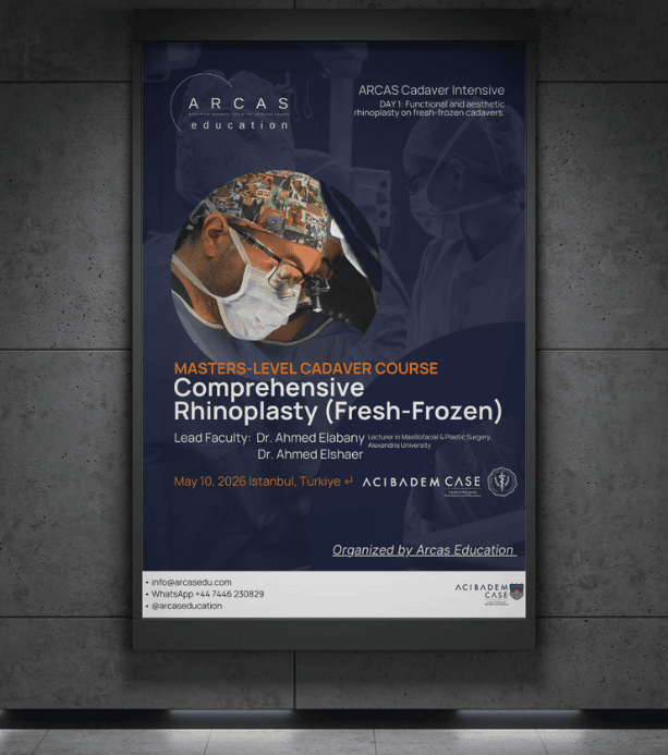 Comprehensive Rhinoplasty fresh-frozen cadaver course poster – ARCAS Cadaver Intensive, May 10, 2026, Istanbul, Türkiye