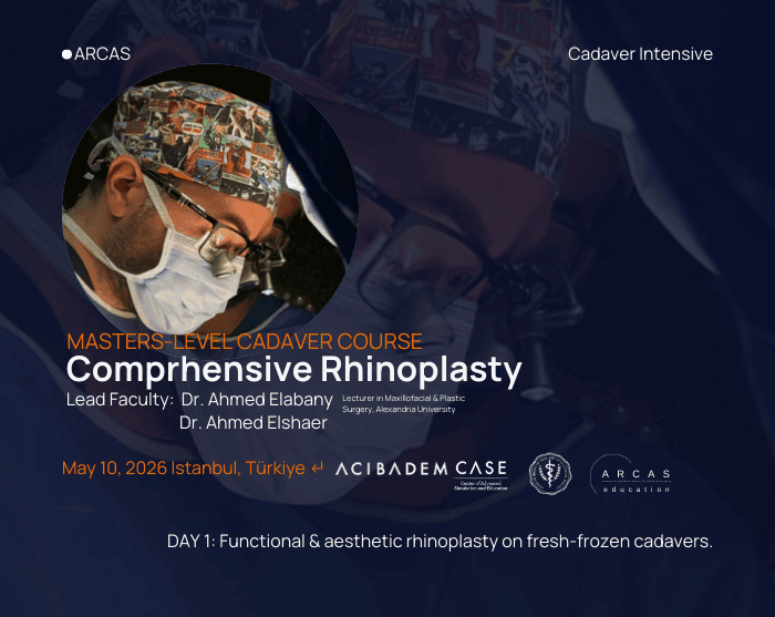 Comprehensive Rhinoplasty cadaver course Day 1 poster – ARCAS Cadaver Intensive, Istanbul, 10 May 2026